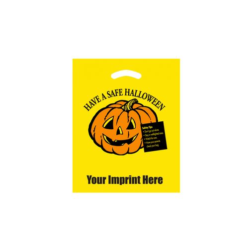 Custom Printed Halloween Stock Design Yellow Die Cut Bag • Have a Safe Halloween (12"x15") - Flexo Ink -  13HY1215-FI